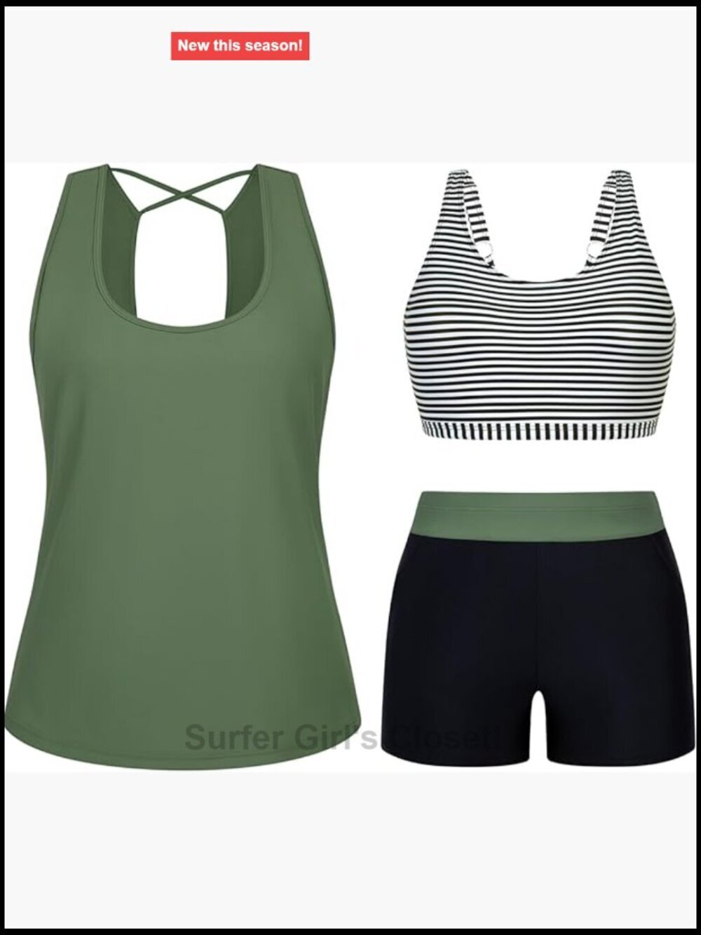 3 Piece Tankini Set Plus Size Swimwear with Swim Shorts Supportive Top